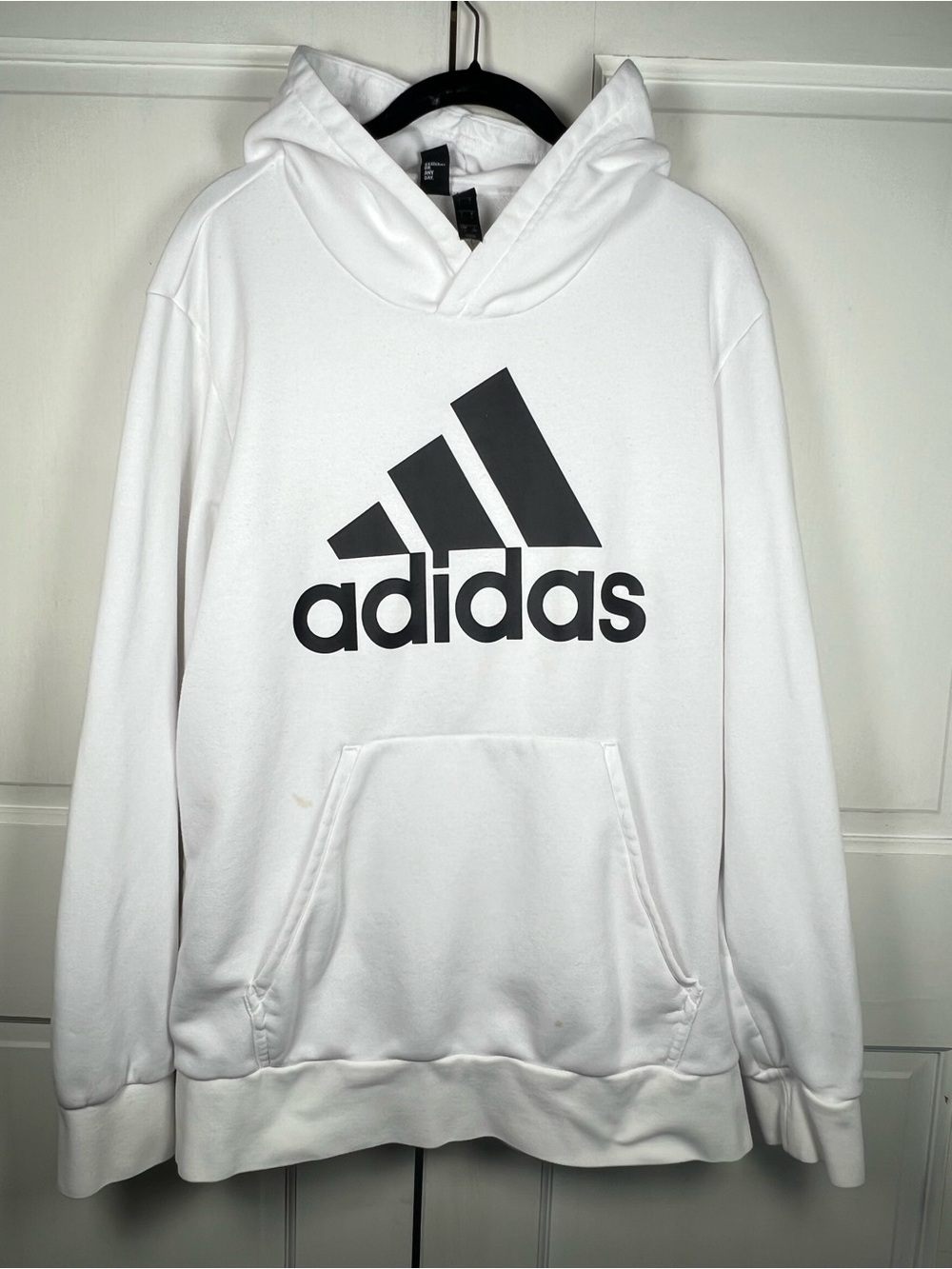 Adidas Men’s Hoodie Terrycloth Fleece lined White Sz Large